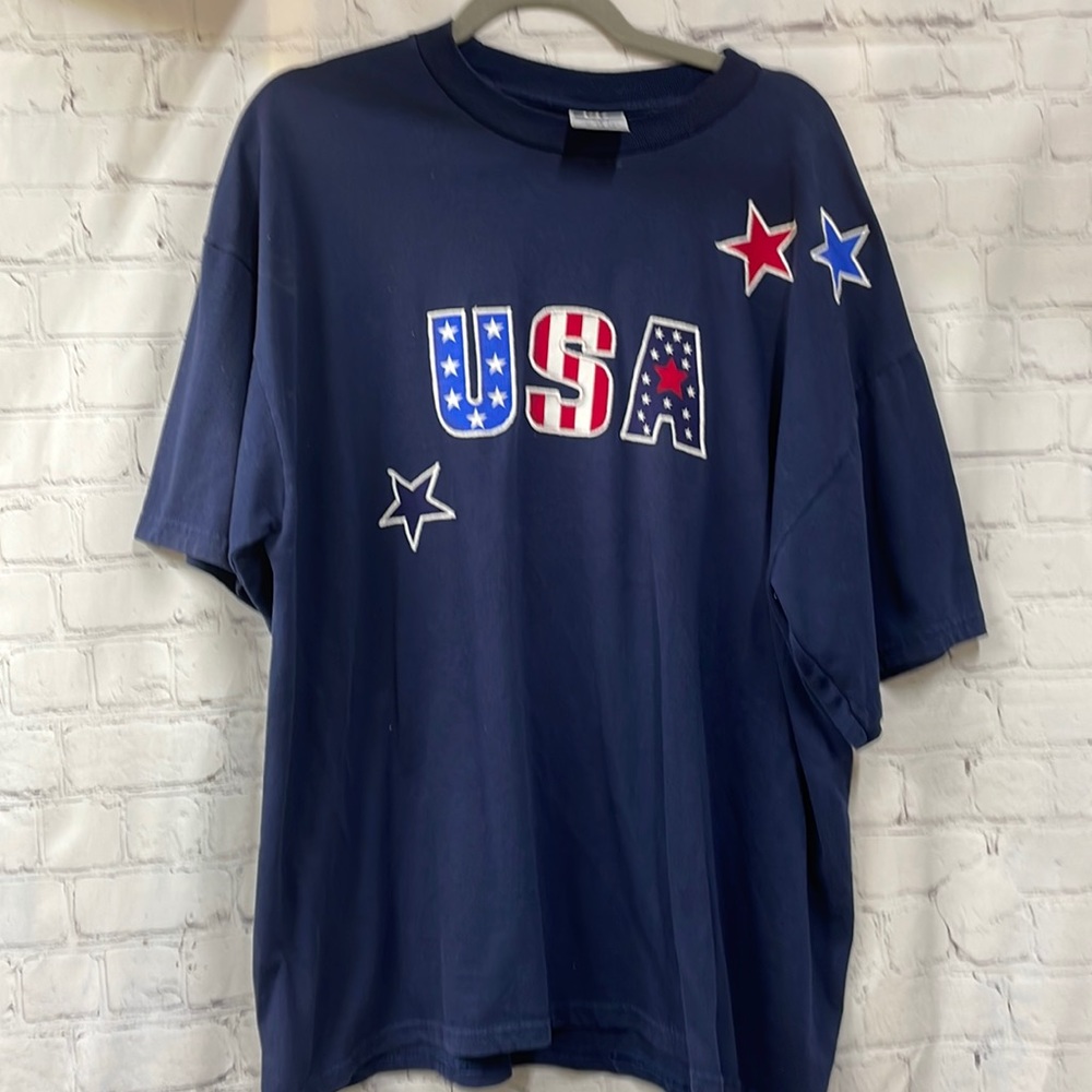 USA Jerzees appliquéd stars navy extra large XL tee shirt